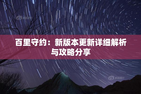 百里守约：新版本更新详细解析与攻略分享