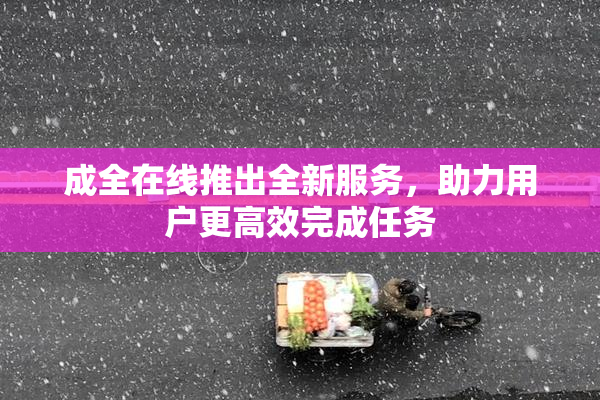 成全在线推出全新服务，助力用户更高效完成任务