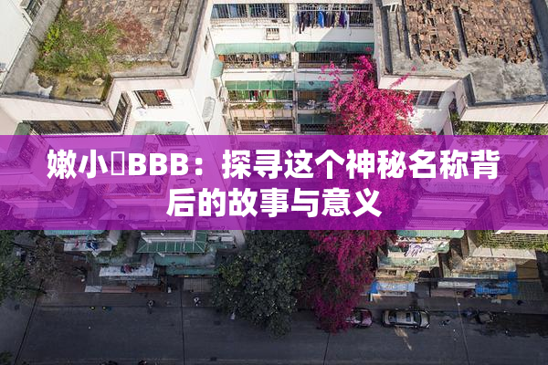 嫩小槡BBB：探寻这个神秘名称背后的故事与意义