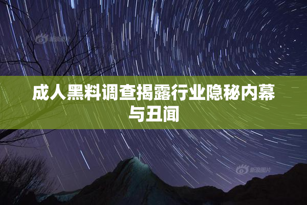 成人黑料调查揭露行业隐秘内幕与丑闻