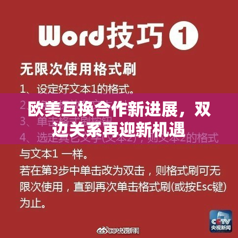 欧美互换合作新进展，双边关系再迎新机遇