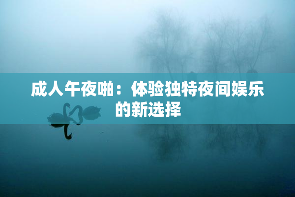 成人午夜啪：体验独特夜间娱乐的新选择