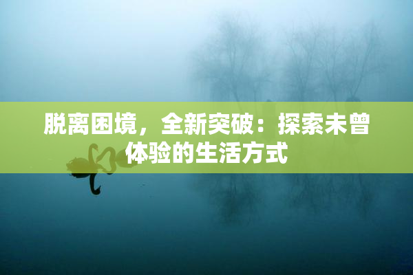 脱离困境，全新突破：探索未曾体验的生活方式