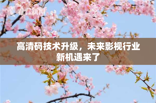 高清码技术升级，未来影视行业新机遇来了