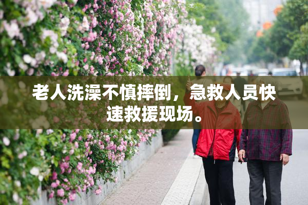 老人洗澡不慎摔倒，急救人员快速救援现场。