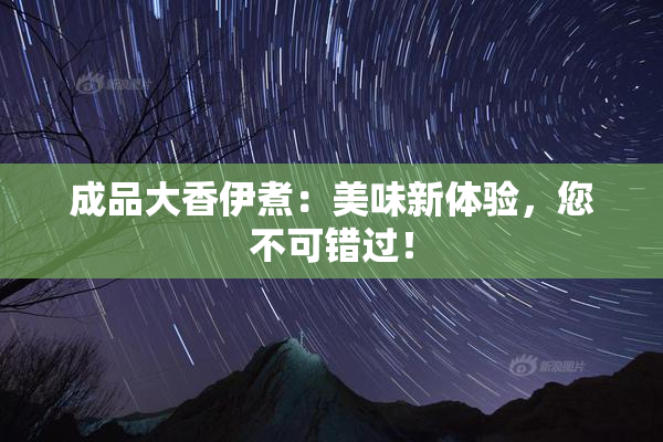 成品大香伊煮：美味新体验，您不可错过！