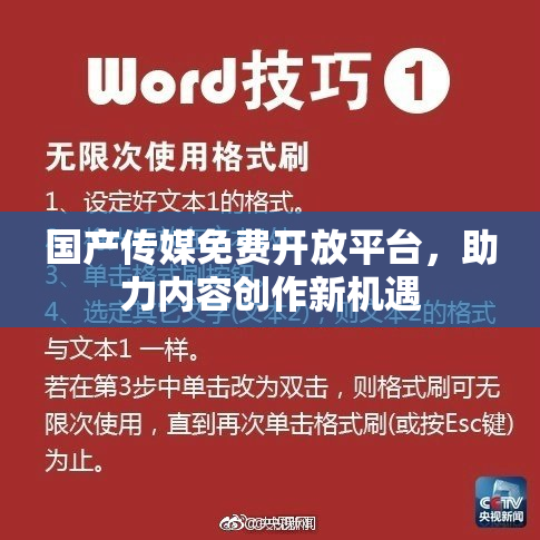 国产传媒免费开放平台，助力内容创作新机遇