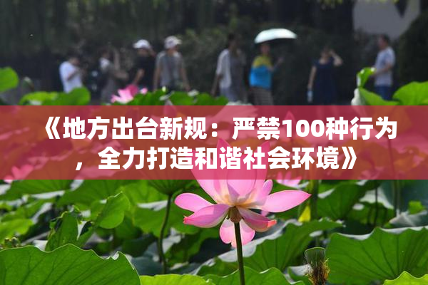 《地方出台新规：严禁100种行为，全力打造和谐社会环境》