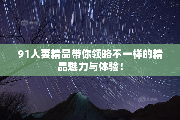 91人妻精品带你领略不一样的精品魅力与体验！