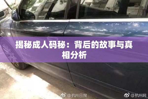 揭秘成人码秘：背后的故事与真相分析