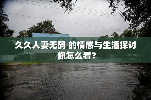 久久人妻无码 的情感与生活探讨 你怎么看？