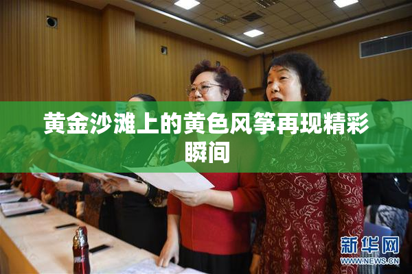 黄金沙滩上的黄色风筝再现精彩瞬间