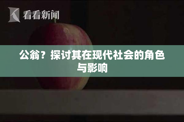 公翁？探讨其在现代社会的角色与影响
