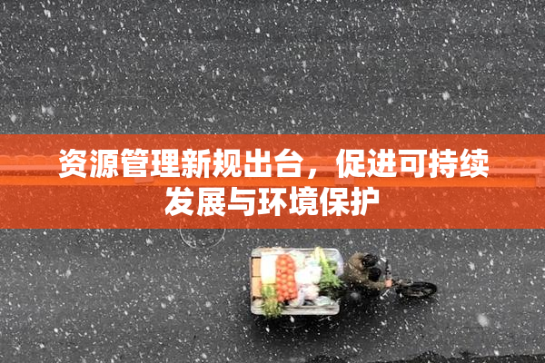 资源管理新规出台，促进可持续发展与环境保护